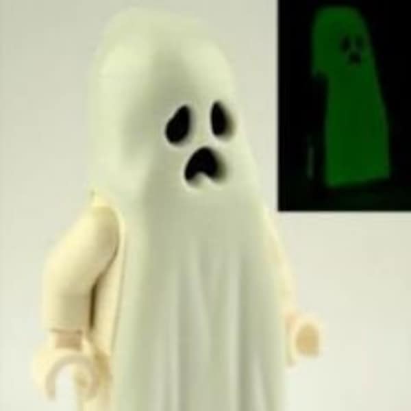 Lego MINIFIGURE Vintage glow-in-the-dark ghost, Pointed Top Shroud