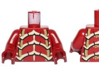 Lego Torso Galaxy Squad Buggoid with Olive Green, Yellowish Green and Black Exoskeleton Pattern / Dark Red Arms / Dark Red Hands