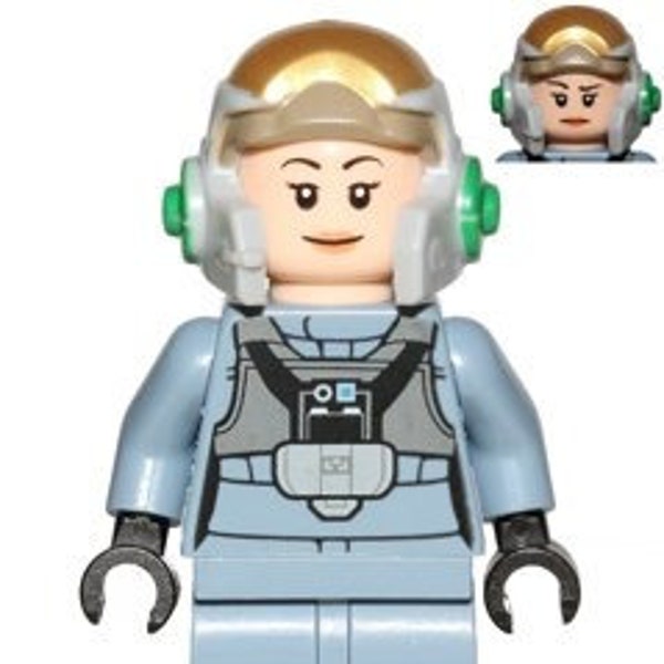 Lego Star Wars MINIFIGURE Rebel Pilot A-wing (Open Helmet, Sand Blue Jumpsuit, Female)