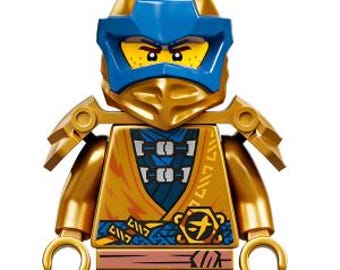 Lego MINIFIGURE Ninjago Jay - 10. rocznica Złoty Ninja /w perłowo-złotej zbroi, naramienników z pochwą i 2 mieczami