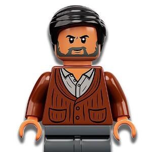Lego MINIFIGURE Scientist  Dr. Henry Wu - Reddish Brown Cardigan, Evil Smile  Scared Master SPY CIA operative