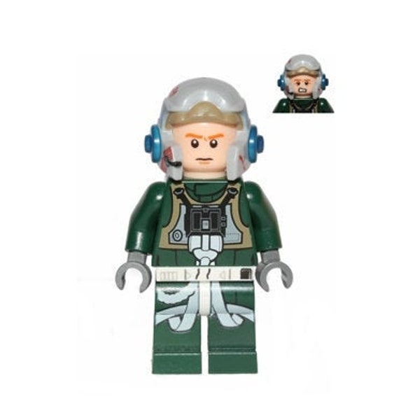 Lego Star Wars MINIFIGURE Rebel Pilot A-wing (Open Helmet, Dark Green Jumpsuit)