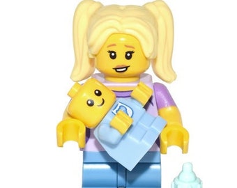 Lego MINIFIGURE Girl Babysitter w baby Series 16 Complete Set with Stand and Accessories