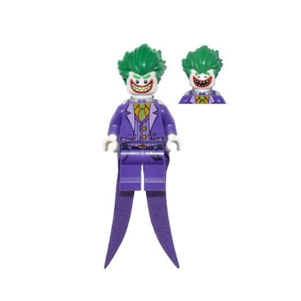 Lego MINIFIGURE The Joker - Long Coattails, Smile with Pointed Teeth Grin, Neck Bracket