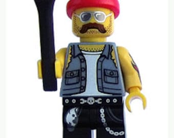 Lego MINIFIGURE Motorcycle Mechanic Biker Bad Boy
