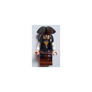 Lego MINIFIGURE Captain Pirate Jack Sparrow with Tricorne and Blue Vest Pirates of the Caribbean Johnny Depp
