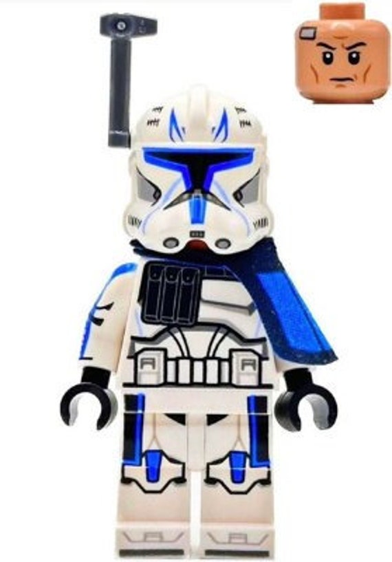 Lego Star Wars MINIFIGURE Clone Trooper Captain Rex, 501st Legion (Phase 2)  Blue Cloth Pauldron, Rangefinder, Printed White Arms
