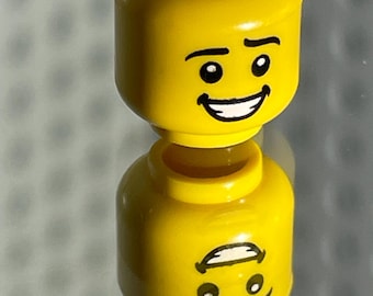 Lego Bunny Suit Guy, Head Black Eyebrows, White Pupils, Open Mouth Smile with Teeth Pattern - Blocked Open Stud
