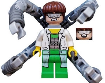 Lego MINIFIGURE Dr. Octopus (Otto Octavius) Doc Ock - White Lab Coat over Bright Green Pants