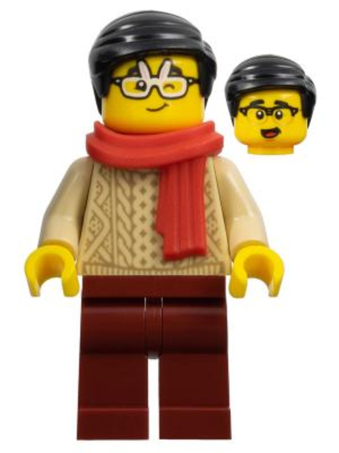 Lego MINIFIGURE Lunar New Year Parade Spectator - Male, Red Scarf, Tan ...