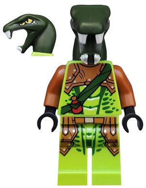 Lego MINIFIGURE Ninjago Zoltar Serpentine Snake Warrior, Lime with  Scales, Dark Orange Armor Coverings, Dark Green Strap with Red Vial