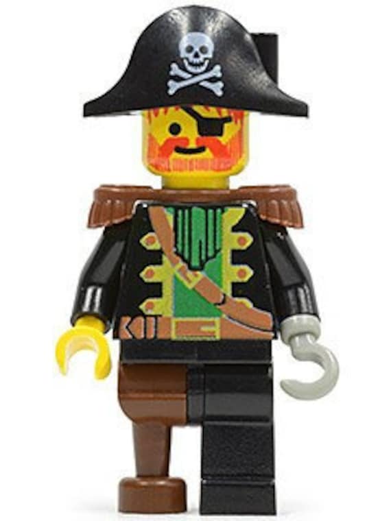 Lego MINIFIGURE Classic 80s Vintage Pirate Captain Red Beard Brown  Epaulettes, Pirate Hat with Skull and Crossbones