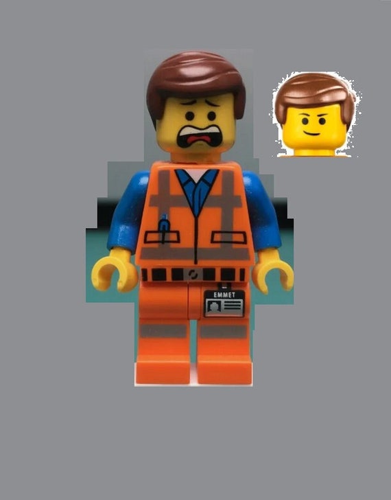 Lego MINIFIGURE Emmet Lopsided Closed Mouth Smile, without Piece of  Resistance Head Dual Sided Eyebrows, Lopsided Smile Mouth Scared