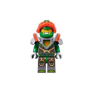 Lego MINIFIGURE NEXO KNIGHTS Aaron Fox - Trans-Neon Orange Visor, Flat Silver Armor