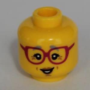 Lego Minifigure, Head Dual Sided Alien PotC Zombie Silver Eyes and Brown Face Lines Closed Mouth / Bared Teeth Pattern