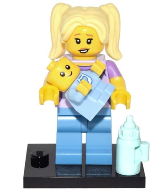 Lego MINIFIGURE Girl Babysitter w baby Series 16 Complete Set with Stand and Accessories