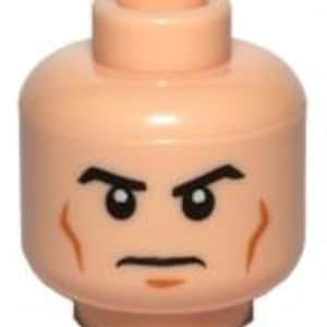 Lego Minifigur, Huvud Svarta Vinklade Ögonbryn, Mellanstora Nougat Kindlinjer och Hakgropar, Aktermönster