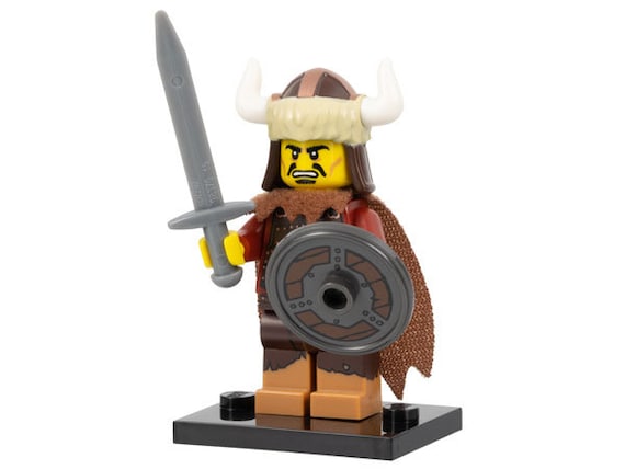 Lego MINIFIGURE Warrior Viking Barbarian  Hun Warrior, Series 12 (Complete Set with Stand and Accessories)