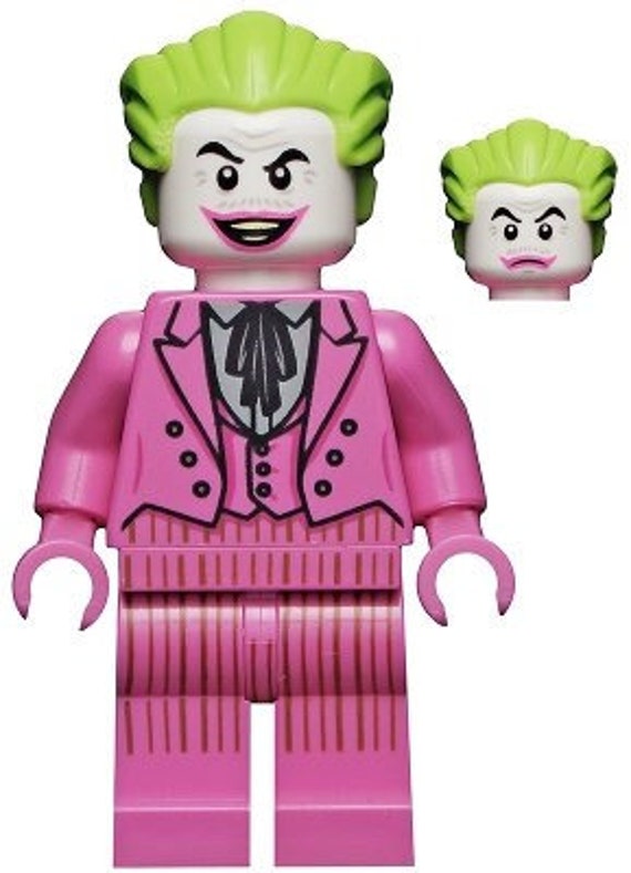 Lego MINIFIGURE The Joker - Dark Pink Suit, Open Mouth Grin Closed Mouth