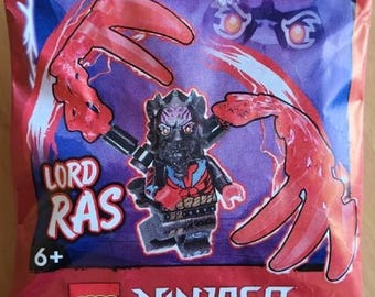 Lego MINIFIGURE Ninjago Ninja Lord Ras - Dark Pink Markings, Red Muscles, Energy Claws
