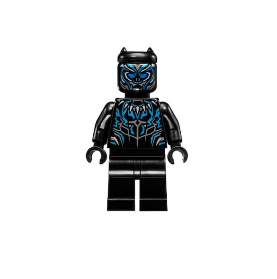 Lego MINIFIGURE Black Panther, Claw Necklace, Metallic Blue Highlights 