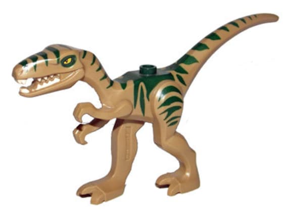 Lego MINIFIGURE Dinosaur Jurassic World Coelophysis Gallimimus with Dark  Green Stripes and Yellow Eyes Pattern