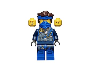 Lego MINIFIGURE Ninjago Jay - The Island, Mask and Hair with Bandana /w Swords