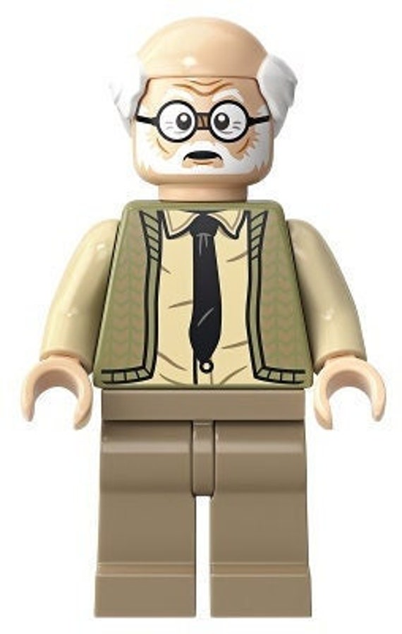 Lego MINIFIGURE harry potter Ernie Prang Olive Green Vest Knit Half Bald