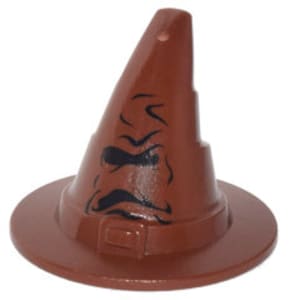 Minifigure, Headgear Hat, Wizard  Witch with Black HP Sorting Hat Pattern