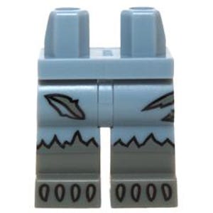 Puede incluir: Pantalones de minifigura Lego azul claro con un patrón gris y negro de líneas dentadas y un diseño de hoja.