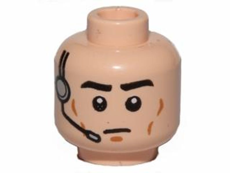 Lego Minifigure, Head Black Eyebrows, Dark Orange Cheek Lines and Chin ...