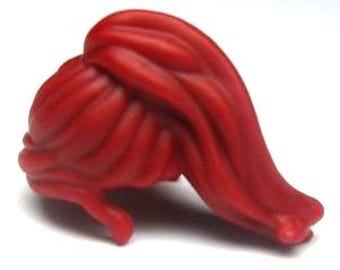 Lego Friends Dark Red Mini Doll, Hair Friends Long Ponytail, Side Bangs, Hole on Top