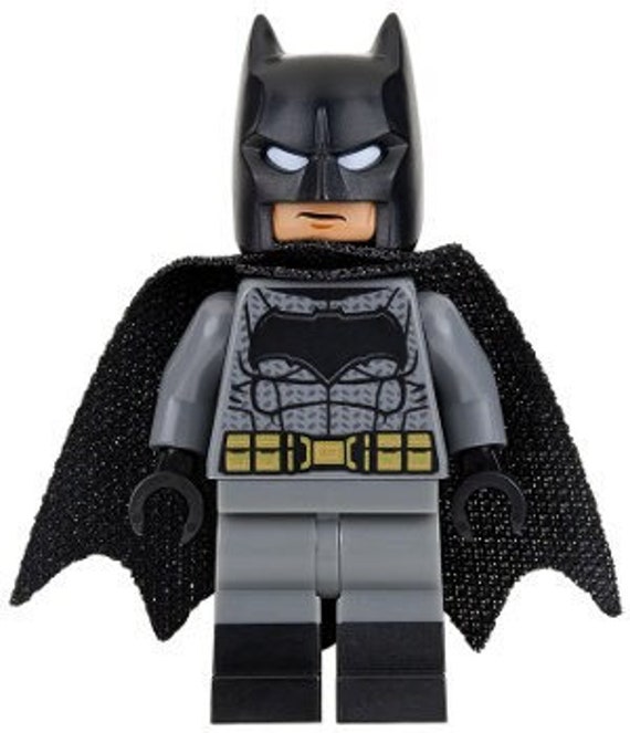 Lego MINIFIGURE Batman Dark Bluish Gray Suit Gold Belt Black