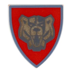 Lego Vintage Minifigure, Shield Triangular Short with Red and Gold Santis Bear Pattern