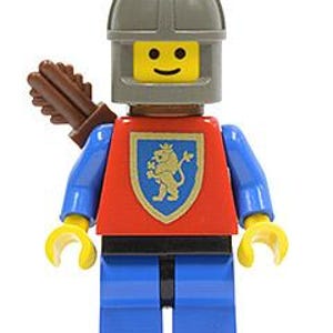 Lego MINIFIGURE Vintage Crusader Lion - Blue Legs with Black Hips, Dark Gray Chin-Guard, Quiver /W Bow