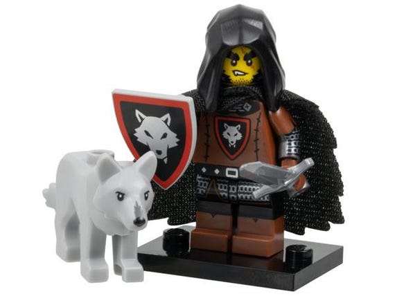 Lego MINIFIGURE Wolfpack Beastmaster, Series 27 (Complete Set with Stand and Accessories)