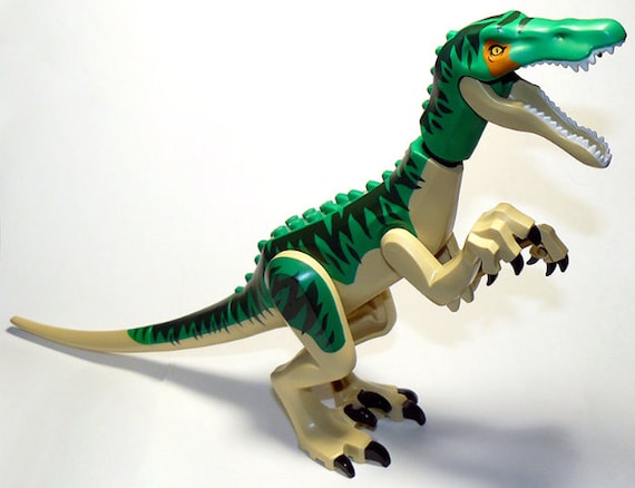 Rare Lego MINIFIGURE Dinosaur Baryonyx with Dark Green Stripes - Main Image