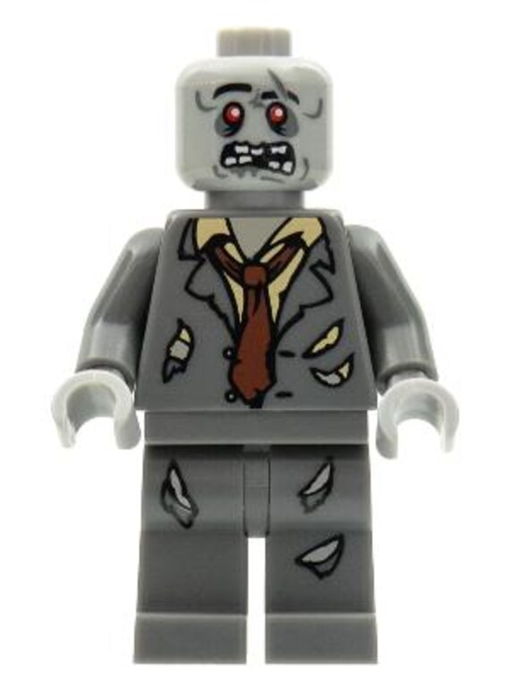 Lego MINIFIGURE halloween Monster Zombie, Series, Grey Suit Brown Tie