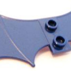 May include: Blue plastic bat wings with two holes on the back for attaching to a figure.