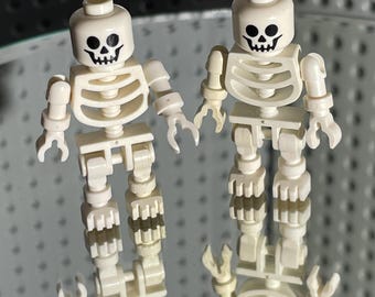 LEGO 2x White Skeleton Minifigure With Swivel Arms Halloween Floppy Arms Monster