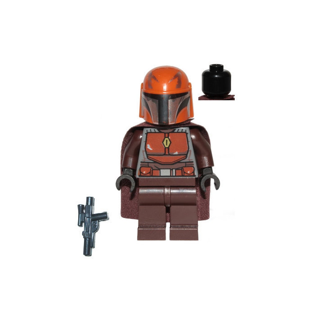 Lego MINIFIGURE Mandalorian Tribe Warrior Male, Dark Brown Cape, Dark  Orange Helmet /w Blaster