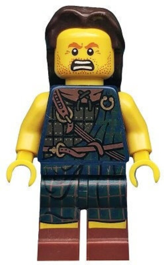 Lego MINIFIGURE Castle Braveheart barbarian Highland Battler Series 6 Complete Set with Stand and Accessories