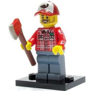 LEGO ミニフィギュア 釣り キャップをかぶった古き良きトラック運転手 縫い目と上部のボタンが付いた短い湾曲したつば ダークブラウンのビーバーのシルエット 木こり