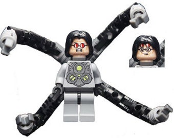 Lego MINIFIGURE Super villain Dr. Octopus (Otto Octavius)  Doc Ock, Red Sunglasses, Light Bluish Gray Suit