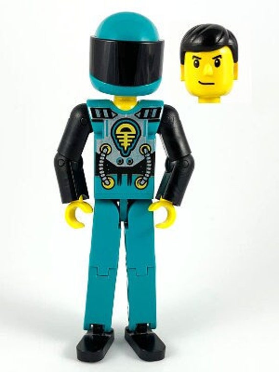 Technic Figure Dark Turquoise Legs, Yellow, Black, Silver Pattern, Black  Arms, Dark Turquoise Helmet 3.5 Tall Minifigure - Etsy