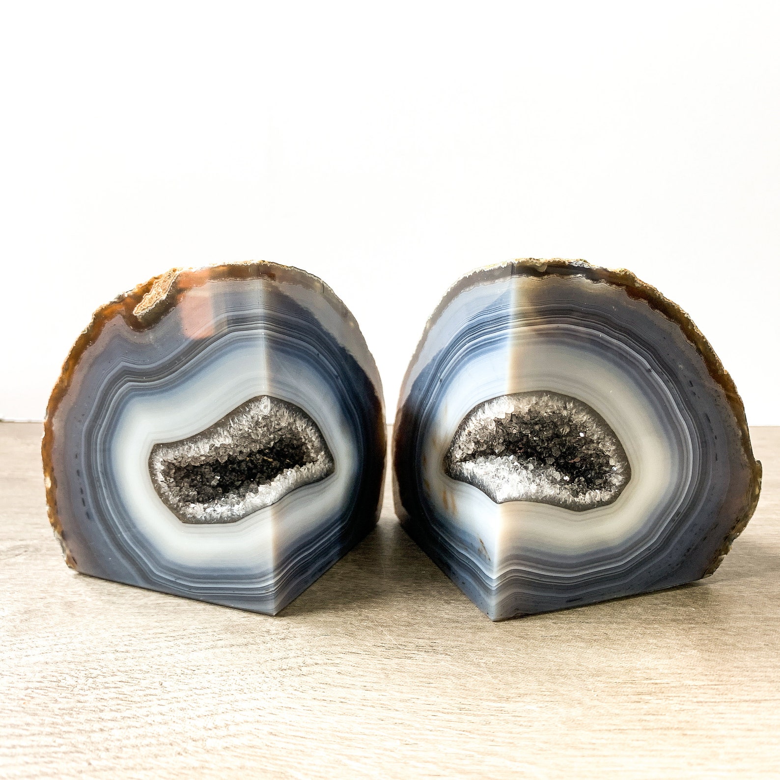 Agate Bookends Geode Bookends Natural Stone Book Ends White Etsy
