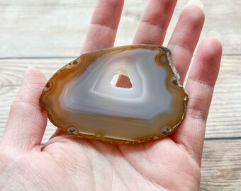 Natural Agate Slice - Natural Earth Tone Mineral Specimen Rocks and Crystals - Agate Slice Supply Natural Geode Slice