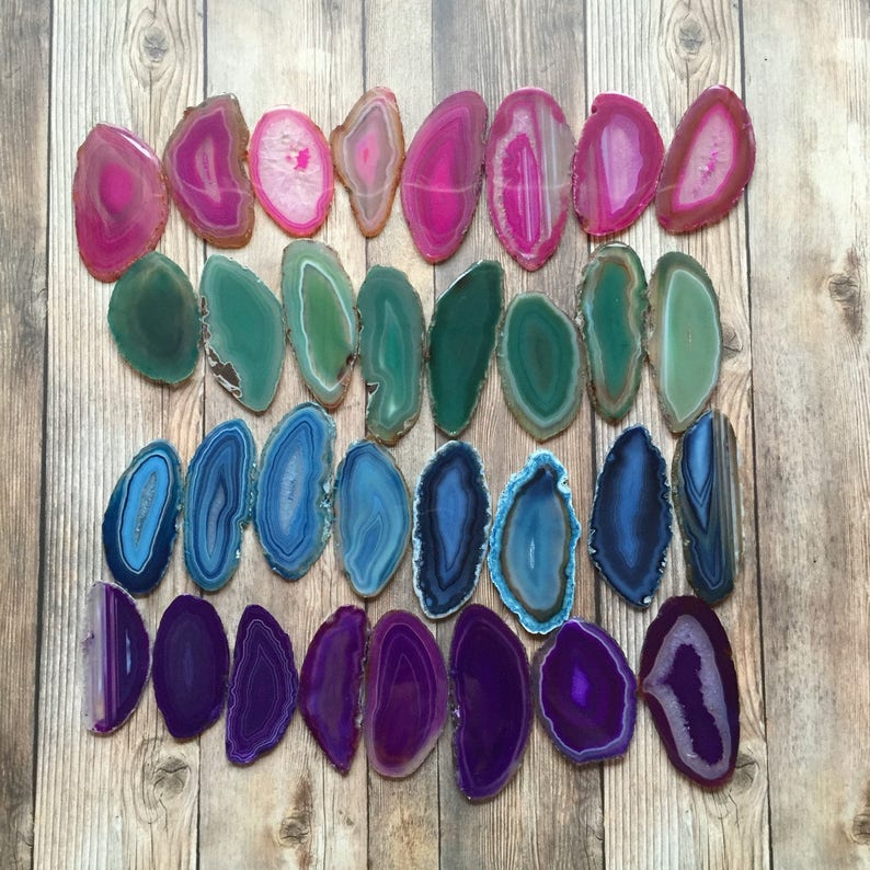 Purple Agate Place Cards 2.5-3.5 Blank Geode Wedding Crystals Placecards Bulk Agate Slices Wholesale geodes wholesale agate