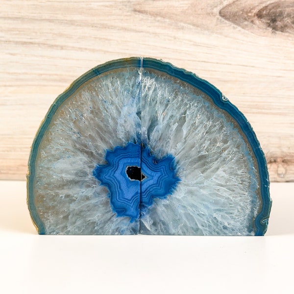 Blue Agate Bookends Geode Book Ends