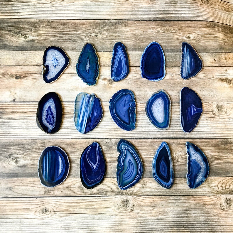 Blue Agate Place Cards Geode 2.53.5 Blank Wedding Crystals Placecards Bulk Slices Wholesale image 3